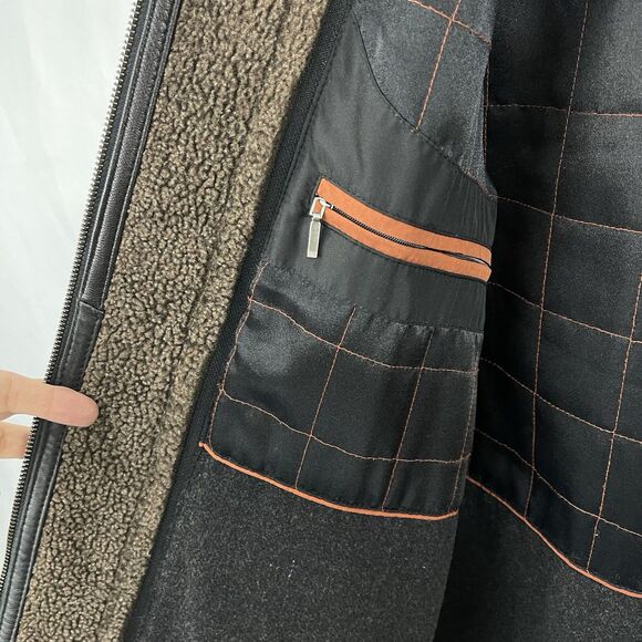 Engbers Mens Classic Leather Jacket Black Quilted Lining Size Medium - Picture 9 of 16